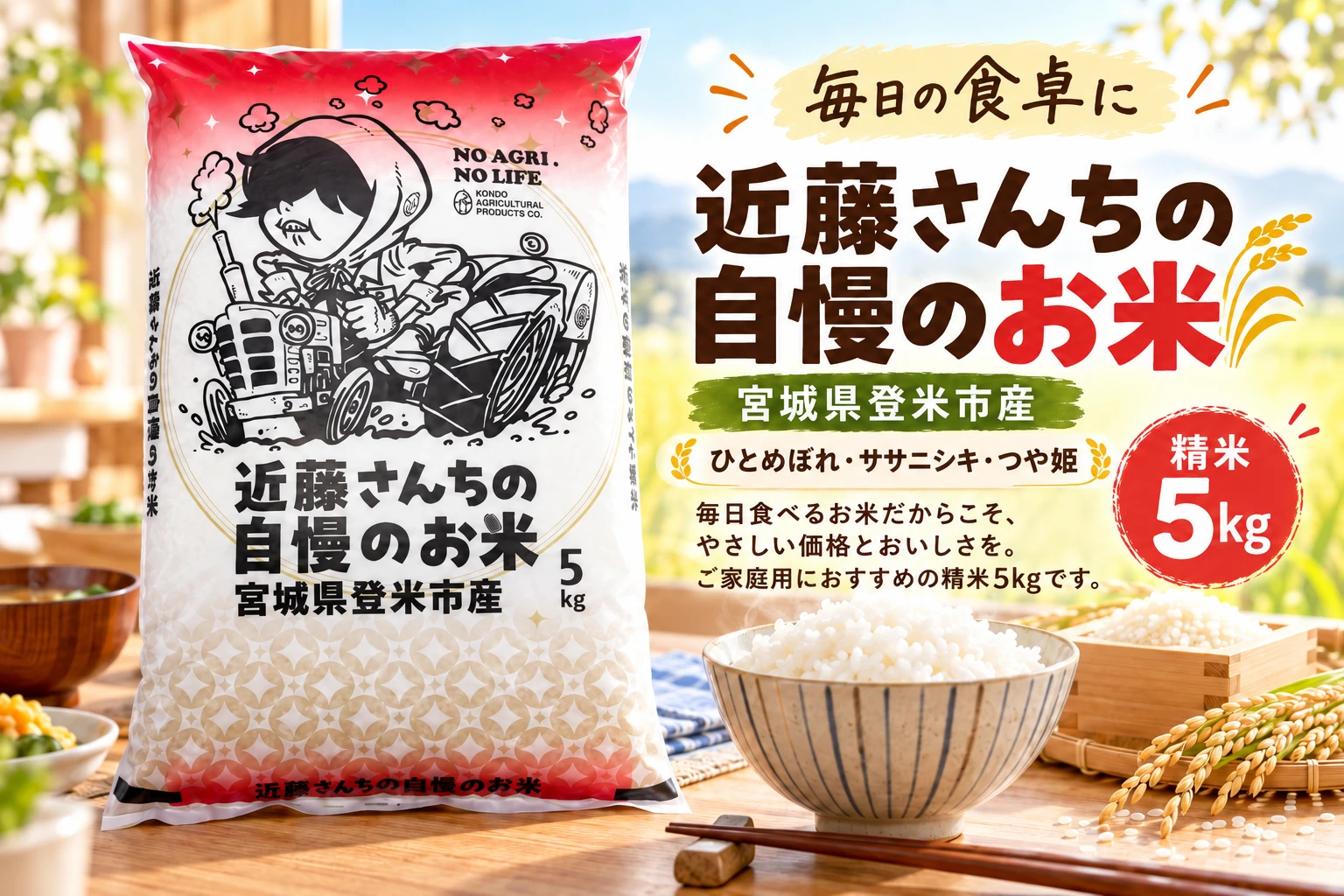 近藤さんちの自慢のお米 精米5kg
