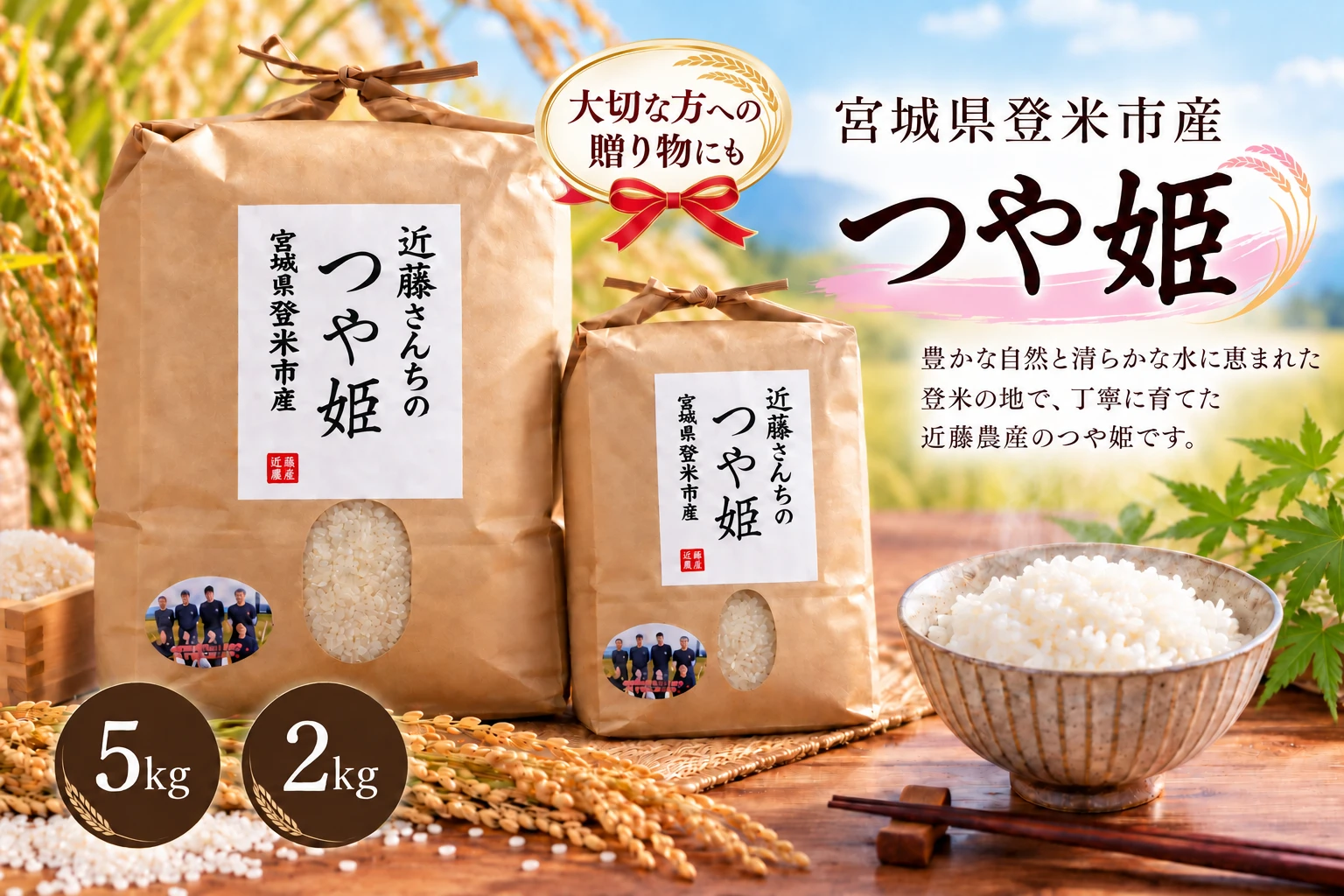 近藤さんちのつや姫 5kg・2kg